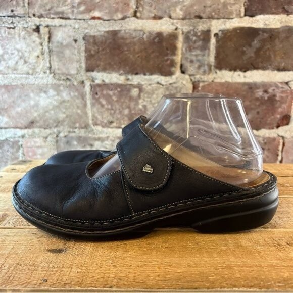 Finn Comfort "Stanford" Clog In Black / Blue Leather Slip- On Size EU 39 US 8-8. - Picture 4 of 11